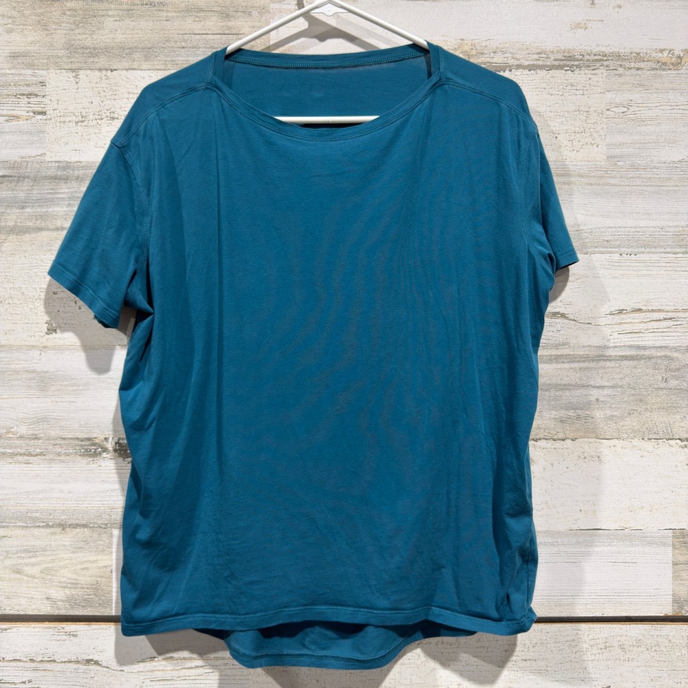 Calia Short Sleeve Top Fits Like Women L Teal Activewear Athleisure EUC